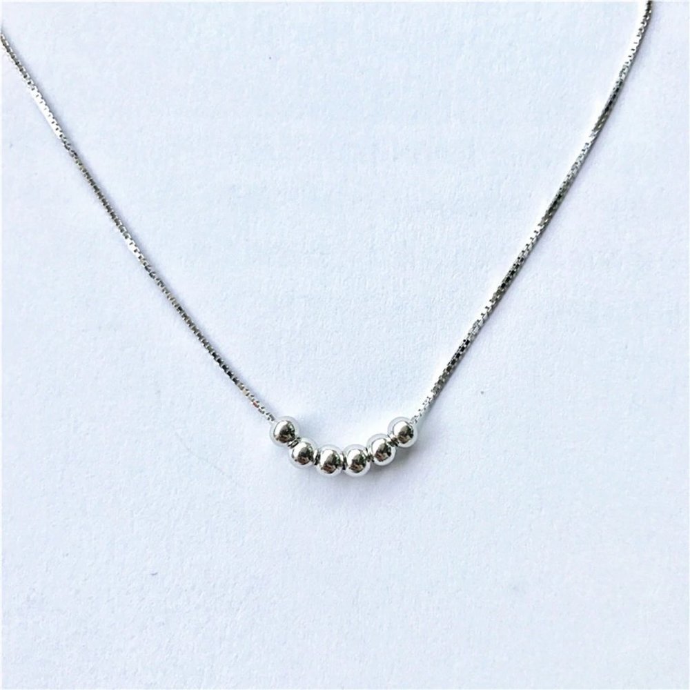 NEW 925 Sterling Silver Simple Bead Necklace - Picture 3 of 8